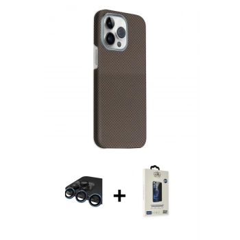 MARSİLYAN™- iPhone 15 Pro Max Kılıf Kozmos Klasik Prime - Siyah Bilvis Hayalet Cam Ekran Koruyucu + Raze Metal Kamera Lens - LT
