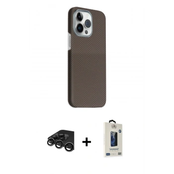 MARSİLYAN™- iPhone 15 Pro Max Kılıf Kozmos Klasik Prime - Siyah Bilvis Hayalet Cam Ekran Koruyucu + Raze Metal Kamera Lens - TMGI