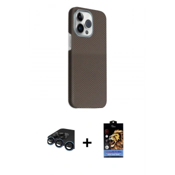 MARSİLYAN™- iPhone 15 Pro Max Kılıf Kozmos Klasik Prime - Siyah Buffer Hayalet Cam Ekran Koruyucu + Raze Metal Kamera Lens - LT