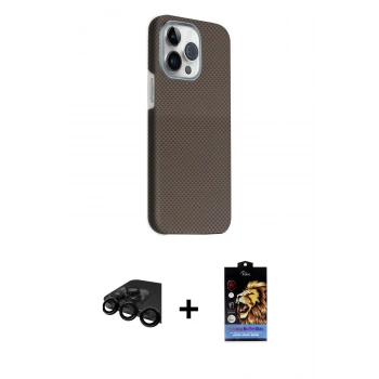 MARSİLYAN™- iPhone 15 Pro Max Kılıf Kozmos Klasik Prime - Siyah Buffer Hayalet Cam Ekran Koruyucu + Raze Metal Kamera Lens - SH