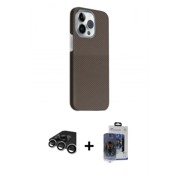 MARSİLYAN™- iPhone 15 Pro Max Kılıf Kozmos Klasik Prime - Siyah Vanessa Magic Cam + Raze Metal Kamera Lens - GS