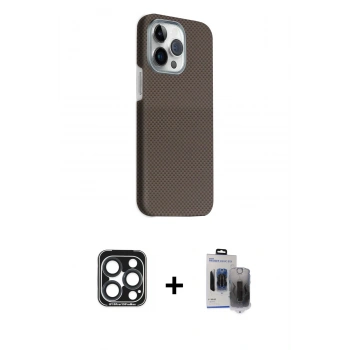 MARSİLYAN™- iPhone 15 Pro Max Kılıf Kozmos Klasik Prime - Siyah Vanessa Magic Hayalet Cam + PVD Metal Kamera Lens - LT