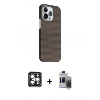 MARSİLYAN™- iPhone 15 Pro Max Kılıf Kozmos Klasik Prime - Siyah Vanessa Magic Hayalet Cam + PVD Metal Kamera Lens - GI