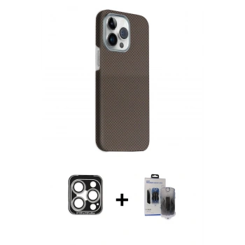 MARSİLYAN™- iPhone 15 Pro Max Kılıf Kozmos Klasik Prime - Siyah Vanessa Magic Hayalet Cam + PVD Metal Kamera Lens - GS