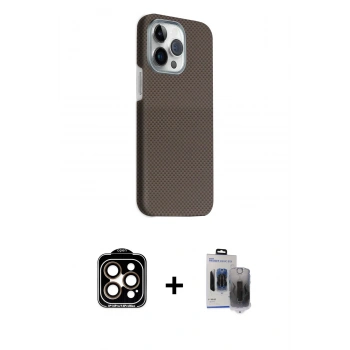 MARSİLYAN™- iPhone 15 Pro Max Kılıf Kozmos Klasik Prime - Siyah Vanessa Magic Hayalet Cam + PVD Metal Kamera Lens - TU
