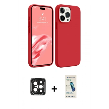 MARSİLYAN™- iPhone 15 Pro Max Kılıf Kozmos Yansıma Özel Seri - Şeffaf Pasifik Cam Ekran Koruyucu + PVD Metal Kamera Lens - SH
