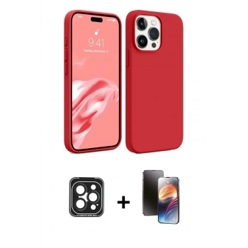 MARSİLYAN™- iPhone 15 Pro Max Kılıf Kozmos Yansıma Özel Seri - Siyah 3D Antistatik Mat Seramik Nano Ekran Koruyucu + PVD Metal Kamera Lens - SH