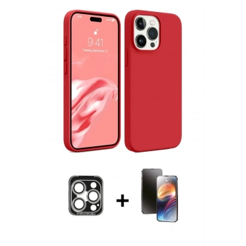 MARSİLYAN™- iPhone 15 Pro Max Kılıf Kozmos Yansıma Özel Seri - Siyah 3D Antistatik Mat Seramik Nano Ekran Koruyucu + PVD Metal Kamera Lens - GS