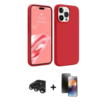MARSİLYAN™- iPhone 15 Pro Max Kılıf Kozmos Yansıma Özel Seri - Siyah 3D Antistatik Mat Seramik Nano Ekran Koruyucu + Raze Metal Kamera Lens - TMGI
