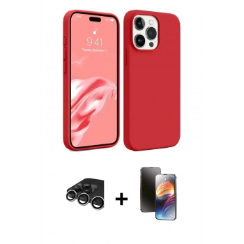 MARSİLYAN™- iPhone 15 Pro Max Kılıf Kozmos Yansıma Özel Seri - Siyah 3D Antistatik Mat Seramik Nano Ekran Koruyucu + Raze Metal Kamera Lens - GS