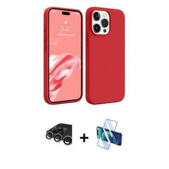 MARSİLYAN™- iPhone 15 Pro Max Kılıf Kozmos Yansıma Özel Seri - Siyah 3D Antistatik Seramik Nano Ekran Koruyucu + Raze Metal Kamera Lens - GS