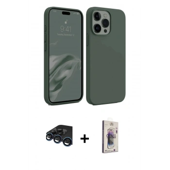 MARSİLYAN™- iPhone 15 Pro Max Kılıf Kozmos Yansıma Özel Seri - Siyah Bilvis 3D Cam Ekran Koruyucu + Raze Metal Kamera Lens - LT