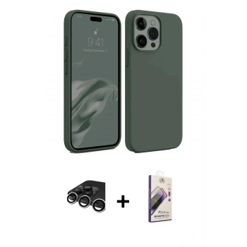 MARSİLYAN™- iPhone 15 Pro Max Kılıf Kozmos Yansıma Özel Seri - Siyah Bilvis 3D Mat Cam Ekran Koruyucu + Raze Metal Kamera Lens - GS
