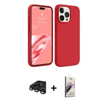 MARSİLYAN™- iPhone 15 Pro Max Kılıf Kozmos Yansıma Özel Seri - Siyah Bilvis 3D Mat Cam Ekran Koruyucu + Raze Metal Kamera Lens - TMGI