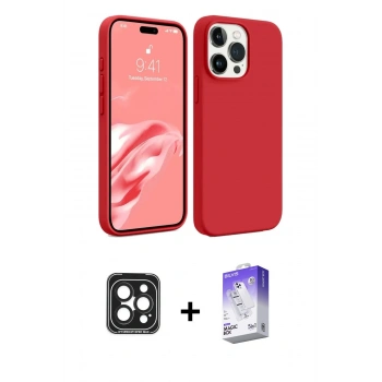 MARSİLYAN™- iPhone 15 Pro Max Kılıf Kozmos Yansıma Özel Seri - Siyah Bilvis 5in1 3D Magic Cam Ekran Koruyucu + PVD Metal Kamera Lens - SH
