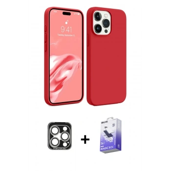 MARSİLYAN™- iPhone 15 Pro Max Kılıf Kozmos Yansıma Özel Seri - Siyah Bilvis 5in1 5D Magic Hayalet Cam Ekran Koruyucu + PVD Metal Kamera Lens - GS