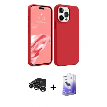 MARSİLYAN™- iPhone 15 Pro Max Kılıf Kozmos Yansıma Özel Seri - Siyah Bilvis 5in1 5D Magic Hayalet Cam Ekran Koruyucu + Raze Metal Kamera Lens - GS
