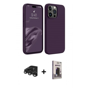 MARSİLYAN™- iPhone 15 Pro Max Kılıf Kozmos Yansıma Özel Seri - Siyah Bilvis Hayalet Cam Ekran Koruyucu + Raze Metal Kamera Lens - TMGI