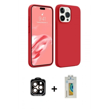 MARSİLYAN™- iPhone 15 Pro Max Kılıf Kozmos Yansıma Özel Seri - Siyah Polymer Nano Ekran Koruyucu + PVD Metal Kamera Lens - TU
