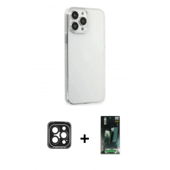 MARSİLYAN™- iPhone 15 Pro Max Kılıf Kutup Doku Koleksiyonu - Şeffaf 360 Full Body Arka Koruyucu + PVD Metal Kamera Lens - SH