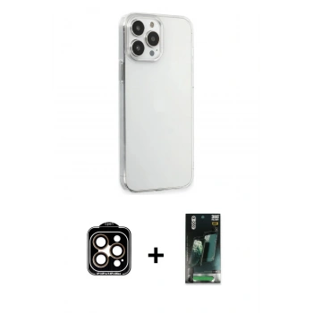 MARSİLYAN™- iPhone 15 Pro Max Kılıf Kutup Doku Koleksiyonu - Şeffaf 360 Full Body Arka Koruyucu + PVD Metal Kamera Lens - TU