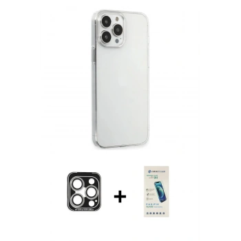 MARSİLYAN™- iPhone 15 Pro Max Kılıf Kutup Doku Koleksiyonu - Şeffaf Pasifik Cam Ekran Koruyucu + PVD Metal Kamera Lens - GS