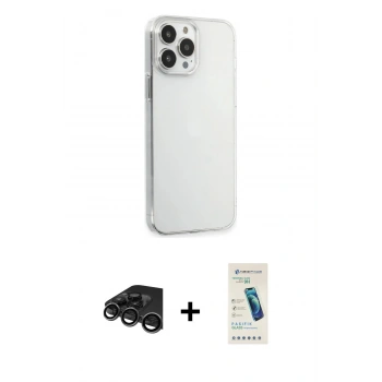 MARSİLYAN™- iPhone 15 Pro Max Kılıf Kutup Doku Koleksiyonu - Şeffaf Pasifik Cam Ekran Koruyucu + Raze Metal Kamera Lens - TMGI