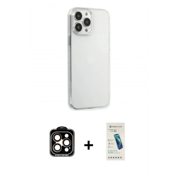 MARSİLYAN™- iPhone 15 Pro Max Kılıf Kutup Doku Koleksiyonu - Şeffaf Pasifik Cam Ekran Koruyucu + PVD Metal Kamera Lens - TU