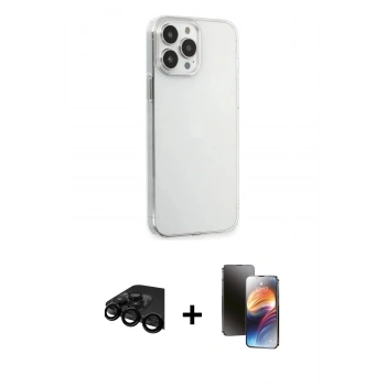 MARSİLYAN™- iPhone 15 Pro Max Kılıf Kutup Doku Koleksiyonu - Siyah 3D Antistatik Mat Seramik Nano Ekran Koruyucu + Raze Metal Kamera Lens - SH