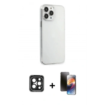 MARSİLYAN™- iPhone 15 Pro Max Kılıf Kutup Doku Koleksiyonu - Siyah 3D Antistatik Mat Seramik Nano Ekran Koruyucu + PVD Metal Kamera Lens - SH