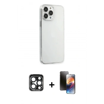 MARSİLYAN™- iPhone 15 Pro Max Kılıf Kutup Doku Koleksiyonu - Siyah 3D Antistatik Mat Seramik Nano Ekran Koruyucu + PVD Metal Kamera Lens - LT