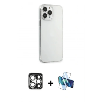 MARSİLYAN™- iPhone 15 Pro Max Kılıf Kutup Doku Koleksiyonu - Siyah 3D Antistatik Seramik Nano Ekran Koruyucu + PVD Metal Kamera Lens - GS