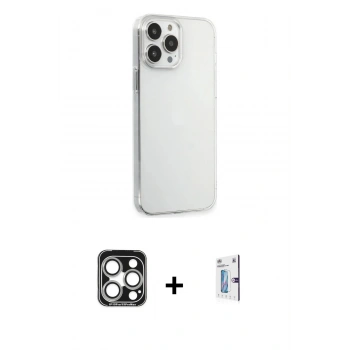 MARSİLYAN™- iPhone 15 Pro Max Kılıf Kutup Doku Koleksiyonu - Siyah Bilvis 0.18mm Plus Cam Ekran Koruyucu + PVD Metal Kamera Lens - GS