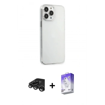 MARSİLYAN™- iPhone 15 Pro Max Kılıf Kutup Doku Koleksiyonu - Siyah Bilvis 5in1 3D Magic Cam Ekran Koruyucu + Raze Metal Kamera Lens - TMGI