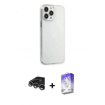MARSİLYAN™- iPhone 15 Pro Max Kılıf Kutup Doku Koleksiyonu - Siyah Bilvis 5in1 3D Magic Cam Ekran Koruyucu + Raze Metal Kamera Lens - GS