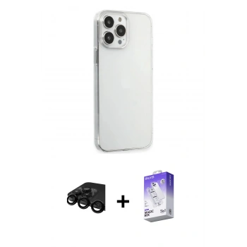 MARSİLYAN™- iPhone 15 Pro Max Kılıf Kutup Doku Koleksiyonu - Siyah Bilvis 5in1 3D Magic Cam Ekran Koruyucu + Raze Metal Kamera Lens - SH
