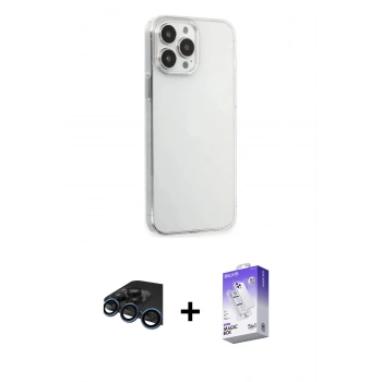 MARSİLYAN™- iPhone 15 Pro Max Kılıf Kutup Doku Koleksiyonu - Siyah Bilvis 5in1 3D Magic Cam Ekran Koruyucu + Raze Metal Kamera Lens - LT