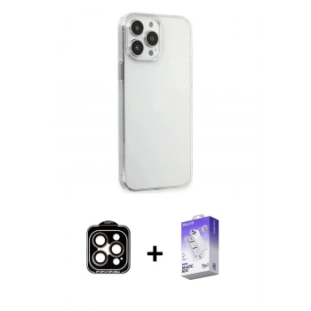 MARSİLYAN™- iPhone 15 Pro Max Kılıf Kutup Doku Koleksiyonu - Siyah Bilvis 5in1 3D Magic Cam Ekran Koruyucu + PVD Metal Kamera Lens - TU