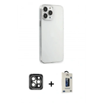 MARSİLYAN™- iPhone 15 Pro Max Kılıf Kutup Doku Koleksiyonu - Siyah Bilvis Hayalet Cam Ekran Koruyucu + PVD Metal Kamera Lens - GI
