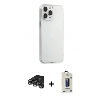 MARSİLYAN™- iPhone 15 Pro Max Kılıf Kutup Doku Koleksiyonu - Siyah Bilvis Hayalet Cam Ekran Koruyucu + Raze Metal Kamera Lens - GS