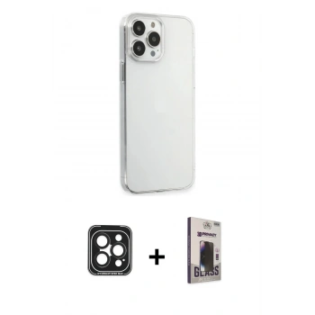 MARSİLYAN™- iPhone 15 Pro Max Kılıf Kutup Doku Koleksiyonu - Siyah Bilvis Hayalet Cam Ekran Koruyucu + PVD Metal Kamera Lens - SH