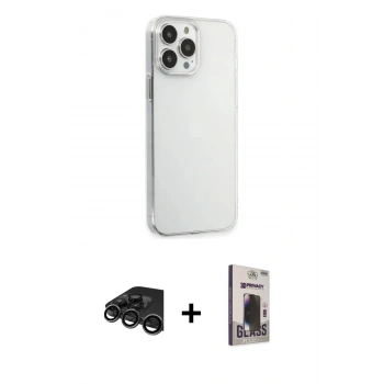 MARSİLYAN™- iPhone 15 Pro Max Kılıf Kutup Doku Koleksiyonu - Siyah Bilvis Hayalet Cam Ekran Koruyucu + Raze Metal Kamera Lens - TMGI