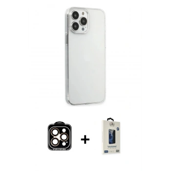 MARSİLYAN™- iPhone 15 Pro Max Kılıf Kutup Doku Koleksiyonu - Siyah Bilvis Hayalet Cam Ekran Koruyucu + PVD Metal Kamera Lens - TU