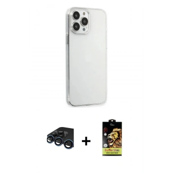 MARSİLYAN™- iPhone 15 Pro Max Kılıf Kutup Doku Koleksiyonu - Siyah Buffer Cam Ekran Koruyucu + Raze Metal Kamera Lens - LT