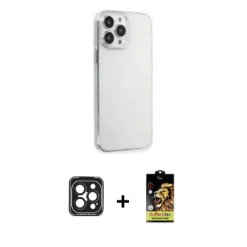 MARSİLYAN™- iPhone 15 Pro Max Kılıf Kutup Doku Koleksiyonu - Siyah Buffer Cam Ekran Koruyucu + PVD Metal Kamera Lens - SH
