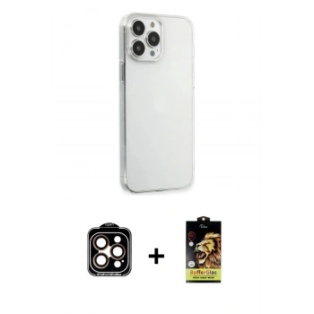MARSİLYAN™- iPhone 15 Pro Max Kılıf Kutup Doku Koleksiyonu - Siyah Buffer Cam Ekran Koruyucu + PVD Metal Kamera Lens - TU
