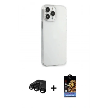 MARSİLYAN™- iPhone 15 Pro Max Kılıf Kutup Doku Koleksiyonu - Siyah Buffer Hayalet Cam Ekran Koruyucu + Raze Metal Kamera Lens - SH