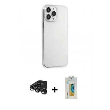 MARSİLYAN™- iPhone 15 Pro Max Kılıf Kutup Doku Koleksiyonu - Siyah Polymer Nano Ekran Koruyucu + Raze Metal Kamera Lens - GS