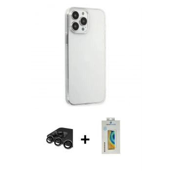 MARSİLYAN™- iPhone 15 Pro Max Kılıf Kutup Doku Koleksiyonu - Siyah Polymer Nano Ekran Koruyucu + Raze Metal Kamera Lens - TMGI