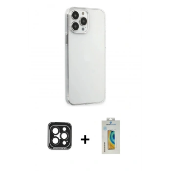 MARSİLYAN™- iPhone 15 Pro Max Kılıf Kutup Doku Koleksiyonu - Siyah Polymer Nano Ekran Koruyucu + PVD Metal Kamera Lens - SH